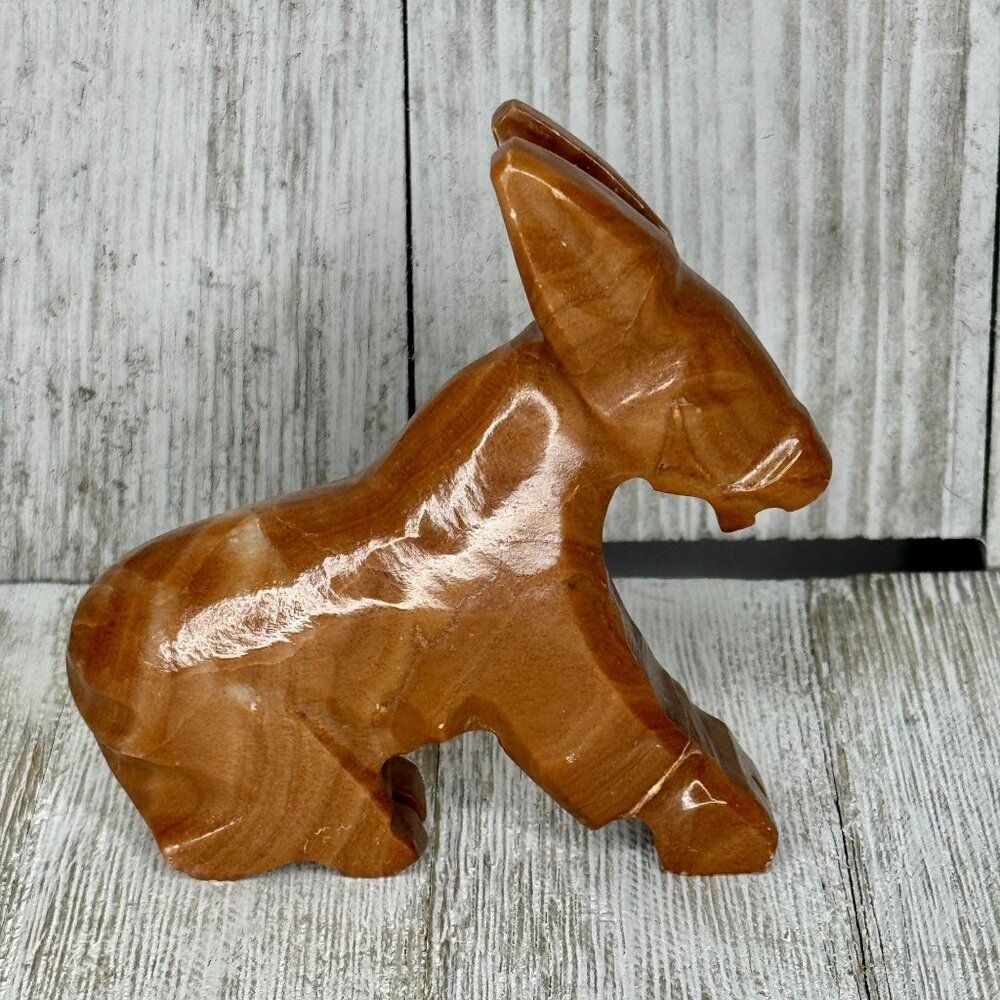 Vintage Carved Stone Donkey Figurine Paperweight